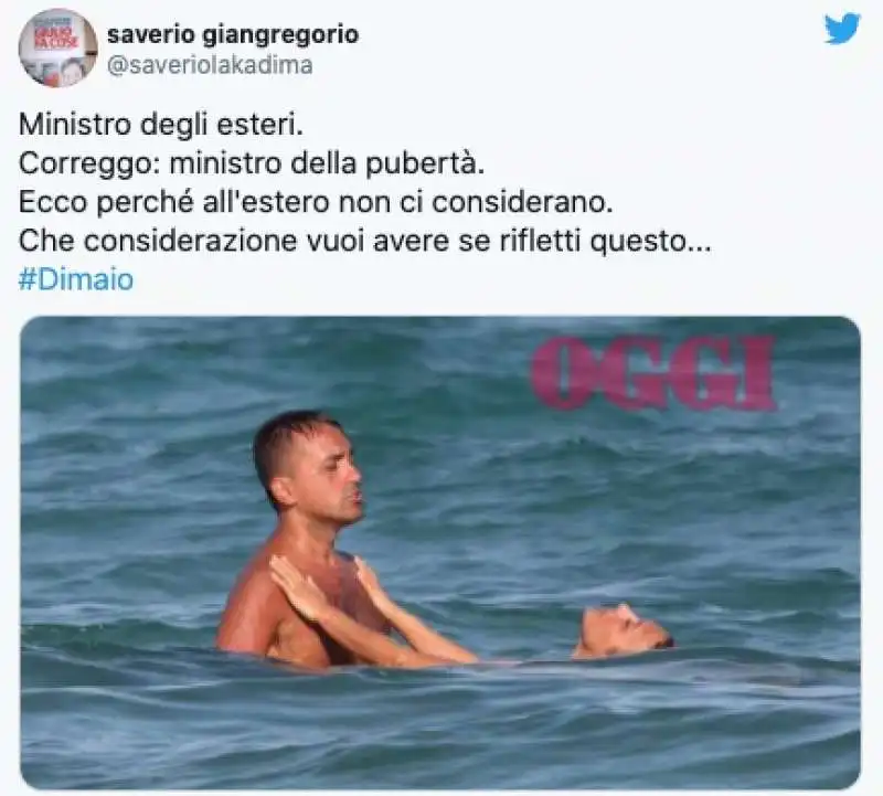 tweet su di maio al mare con virginia saba 