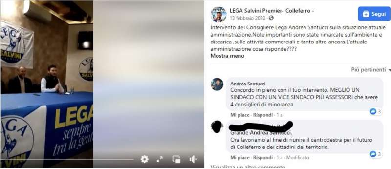 andrea santucci parla a un evento della lega