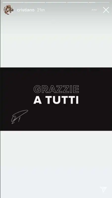 GRAZZIE A TUTTI  - CRISTIANO RONALDO SU INSTAGRAM 1