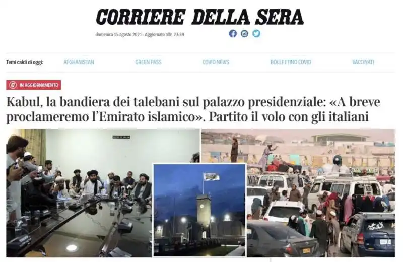 il corriere della sera e la foto fake della bandiera sul palazzo presidenziale di kabul 