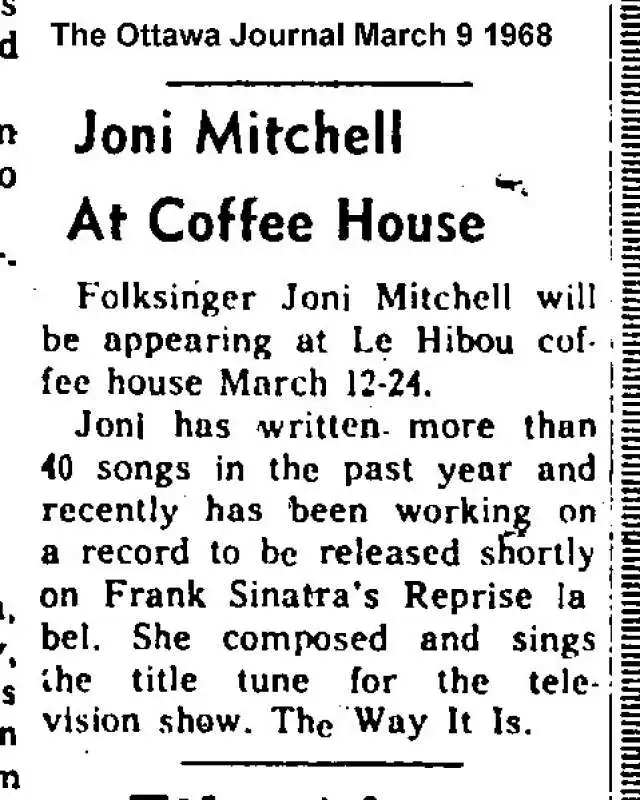 joni mitchell a le hibou coffee di ottawa 