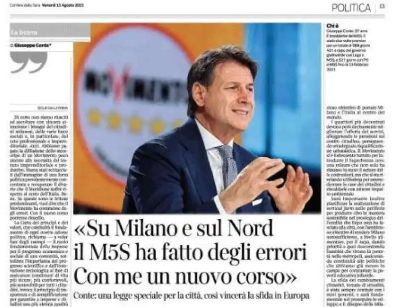 LA LETTERA DI GIUSEPPE CONTE AL CORRIERE DELLA SERA