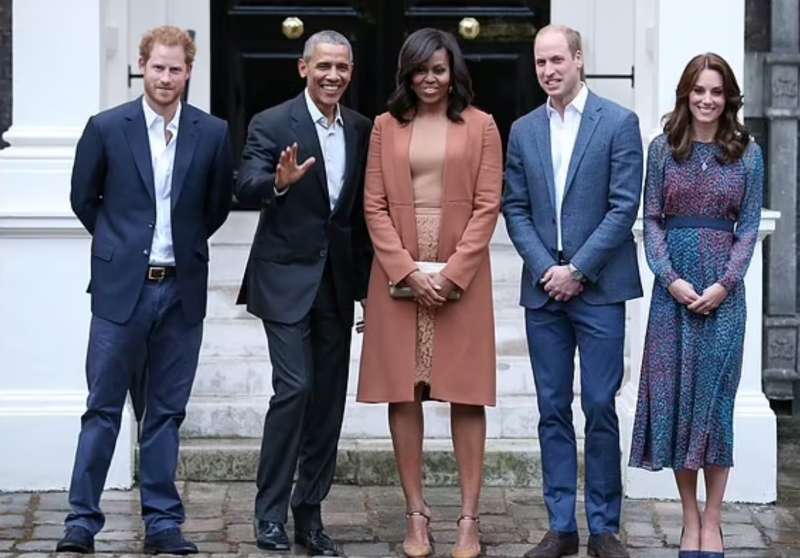 principe harry, barack obama, michelle obama, il principe william e kate middleton