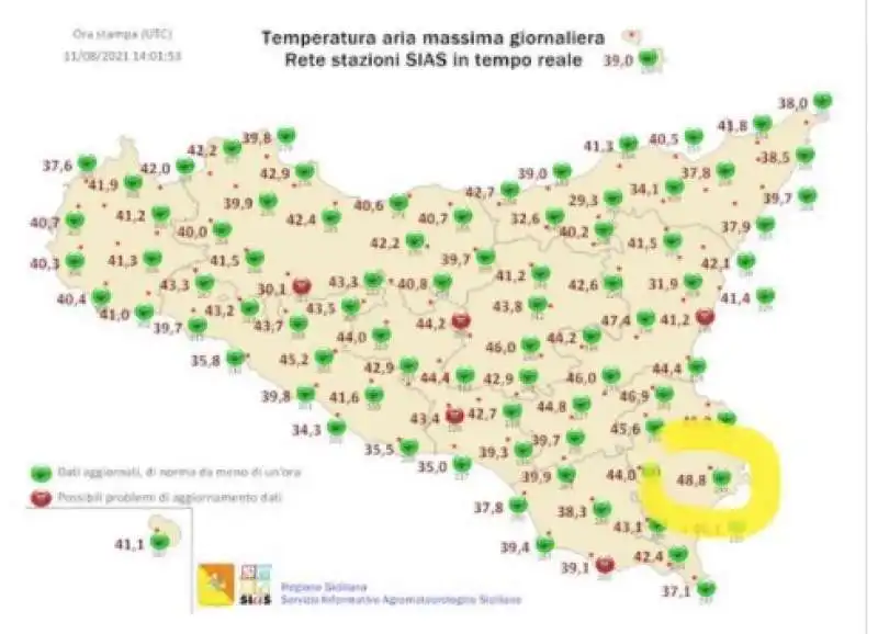 registrati 48,8 gradi a floridia 