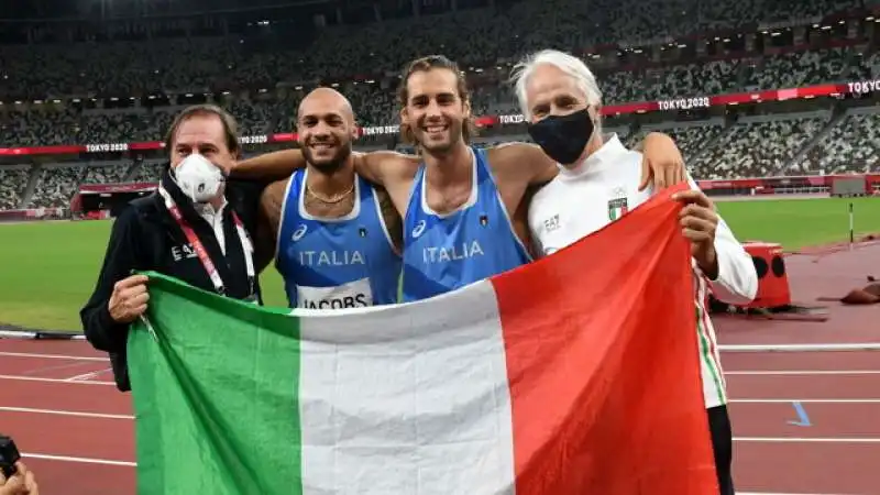 STEFANO MEI MARCELL JACOBS GIANMARCO TAMBERI GIOVANNI MALAGO 