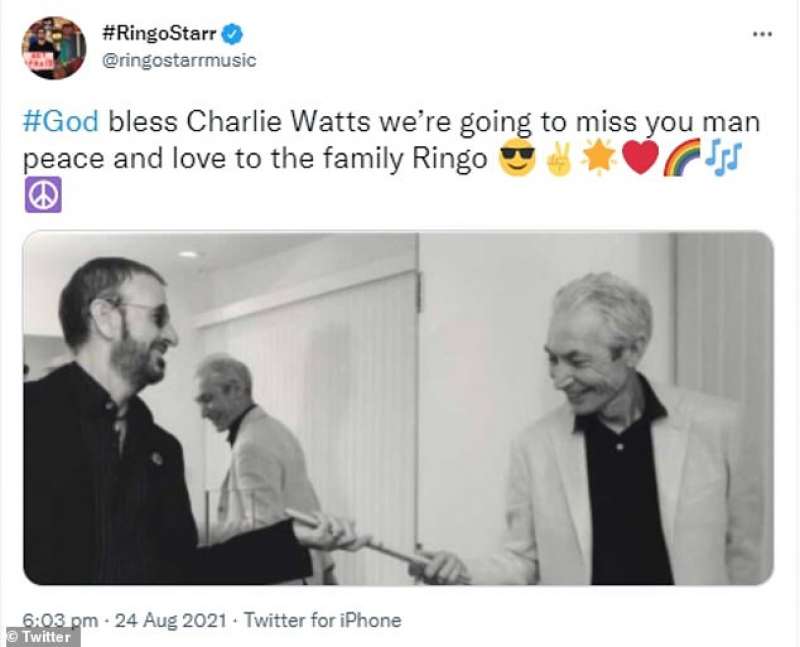 tributo di ringo starr a charlie watts