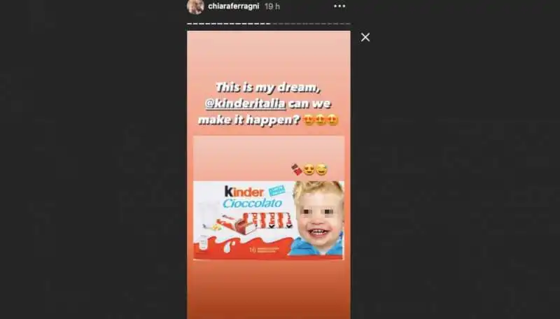 CHIARA FERRAGNI CHIEDE A FERRERO DI USARE IL FIGLIO COME BAMBINO KINDER