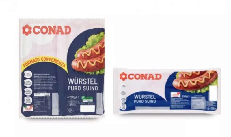 CONAD - WURSTEL DI PURO SUINO CON DENTRO FRAMMENTI DI PLASTICA