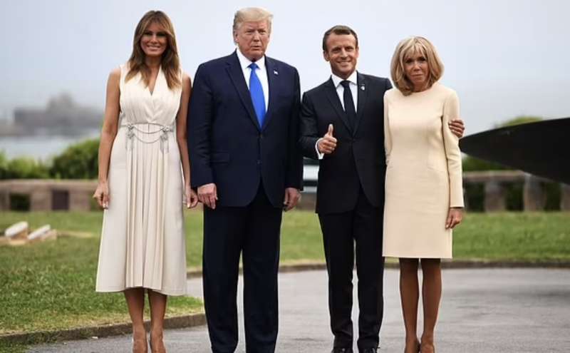 donald trump e emmanuel macron con le mogli