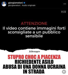 GIORGIA MELONI PUBBLICA IL VIDEO DELLO STUPRO A PIACENZA