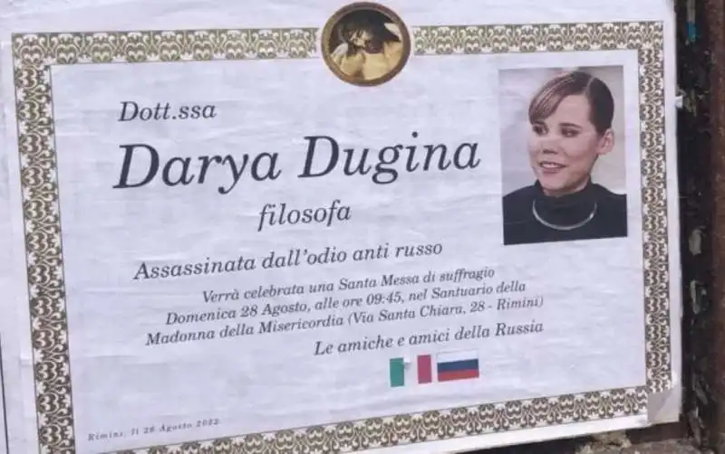 il necrologio di darya dugina