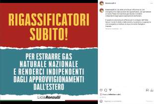 IL POST DI LICIA RONZULLI SUI RIGASSIFICATORI