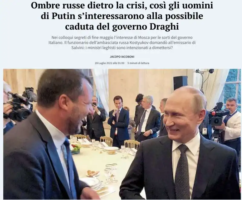 L ARTICOLO DI IACOBONI SULLE OMBRE RUSSE NELLA CADUTA DEL GOVERNO DRAGHI