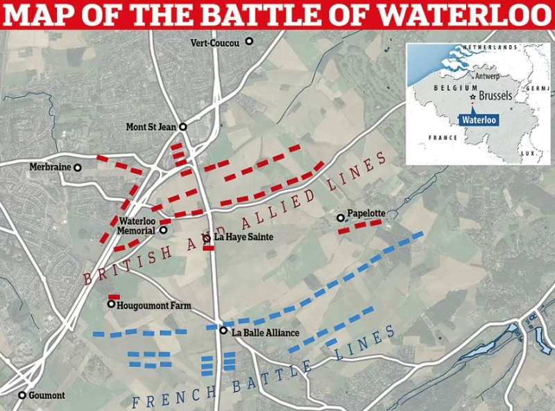 mappa battaglia di waterloo