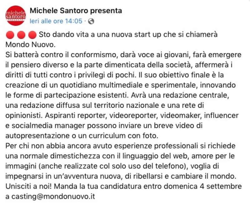 post di michele santoro