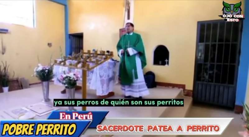 SACERDOTE PRENDE A CALCI UN CANE IN PERU 2