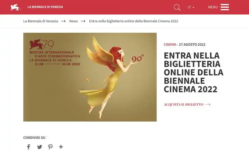 SISTEMA DI PRENOTAZIONE BIGLIETTI MOSTRA DEL CINEMA DI VENEZIA