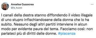 tweet sullo stupro di piacenza