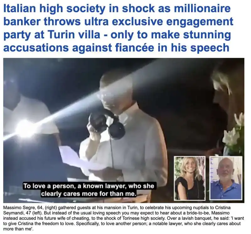 ARTICOLO DEL DAILY MAIL SUL CASO SEGRE - SEYMANDI