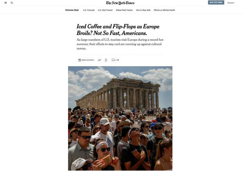 articolo del new york times sui turisti americani in europa