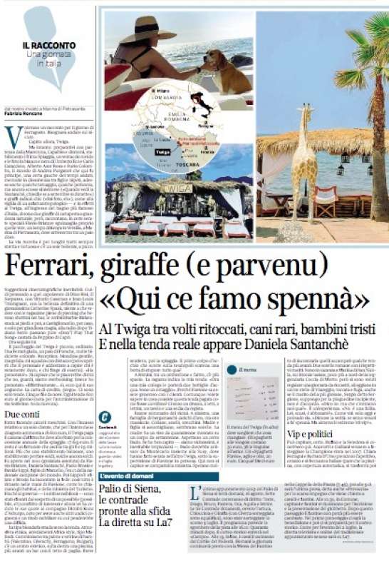 articolo di fabrizio roncone sul twiga - corriere della sera