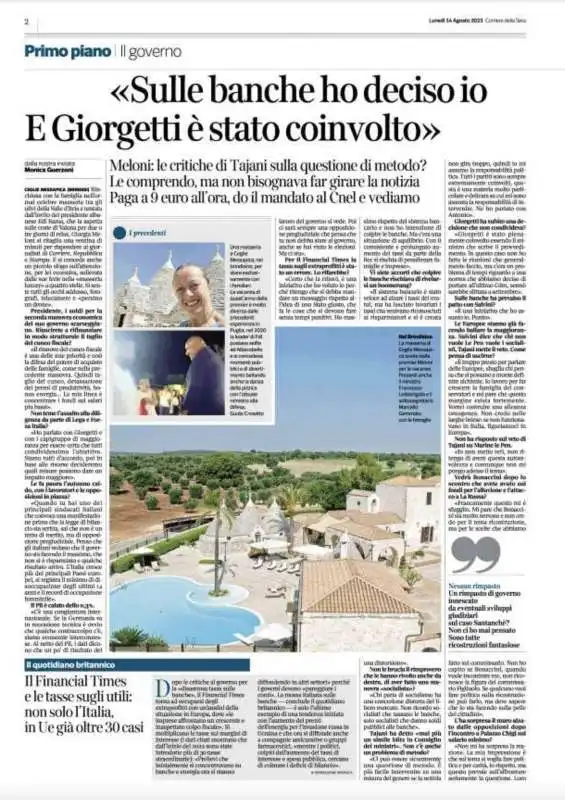 CORRIERE DELLA SERA - INTERVISTA GIORGIA MELONI - 14 AGOSTO 2023