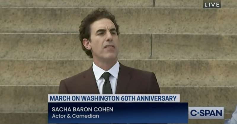 discorso di sacha baron cohen per i 60 anni della marcia di martin luther king a washington 3