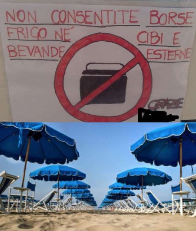 DIVIETO DI PORTARE CIBO NEGLI STABILIMENTI BALNEARI