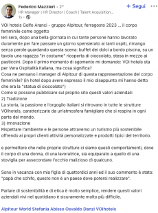 FEDERICO MAZZIERI DENUNCIA SUI SOCIAL UNA RAGAZZA RICOPERTA DI CIOCCOLATA E SERVITA AL BUFFET DI Voi Colonna Hotel di Golfo Aranci