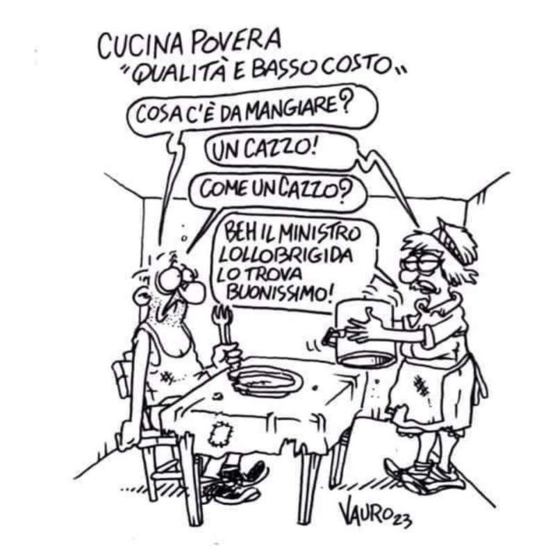 FRANCESCO LOLLOBRIGIDA E I POVERI - VIGNETTA DI VAURO