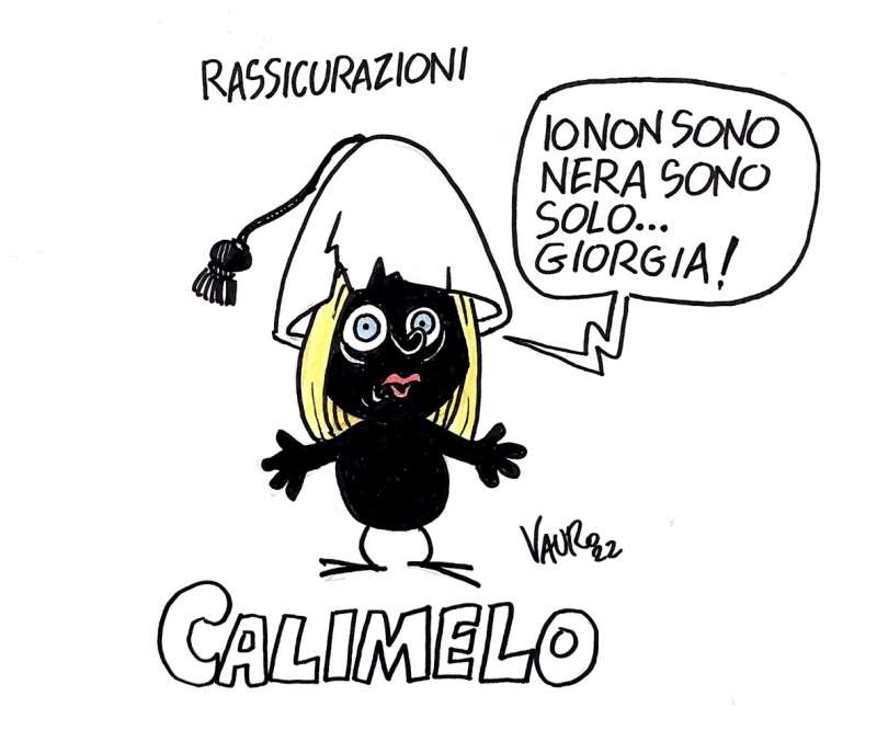 GIORGIA MELONI IN VERSIONE CALIMERO - VIGNETTA BY VAURO