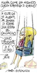 GIORGIA MELONI SUL CALCINCULO - VIGNETTA MAXXOK