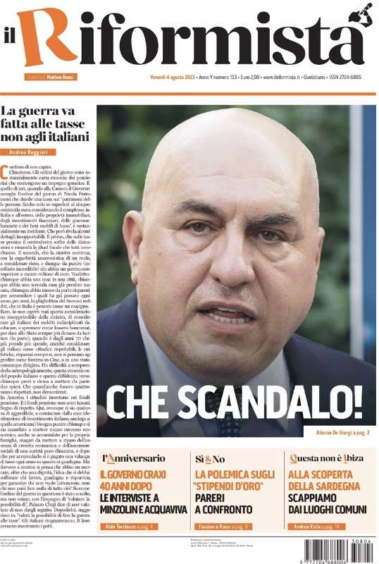 IL RIFORMISTA - PRIMA PAGINA 4 AGOSTO 2023