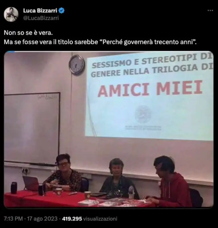 il tweet di luca bizzarri   conferenza sul sessimo di amici miei