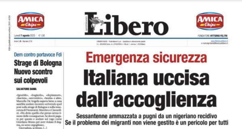 italiana uccisa dall accoglienza titolo di libero sulla morte di iris setti a rovereto