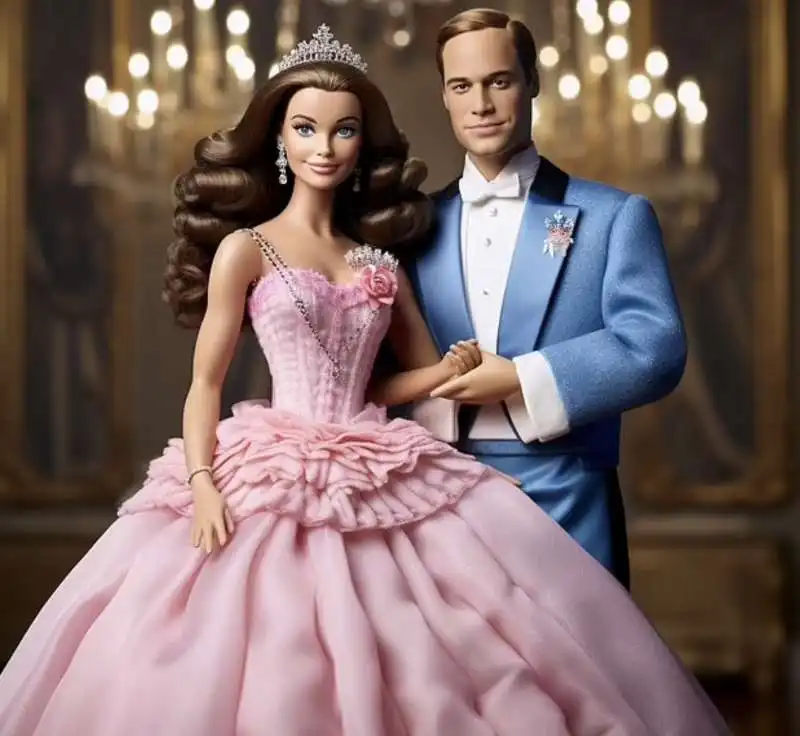 kate middleton e il principe william   immagine creata dal dailymail con barbie.me