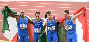 Marcell Jacobs, Lorenzo Patta, Roberto Rigali e Filippo Tortu