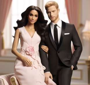 meghan markle e il principe harry immagine creata dal dailymail con barbie.me