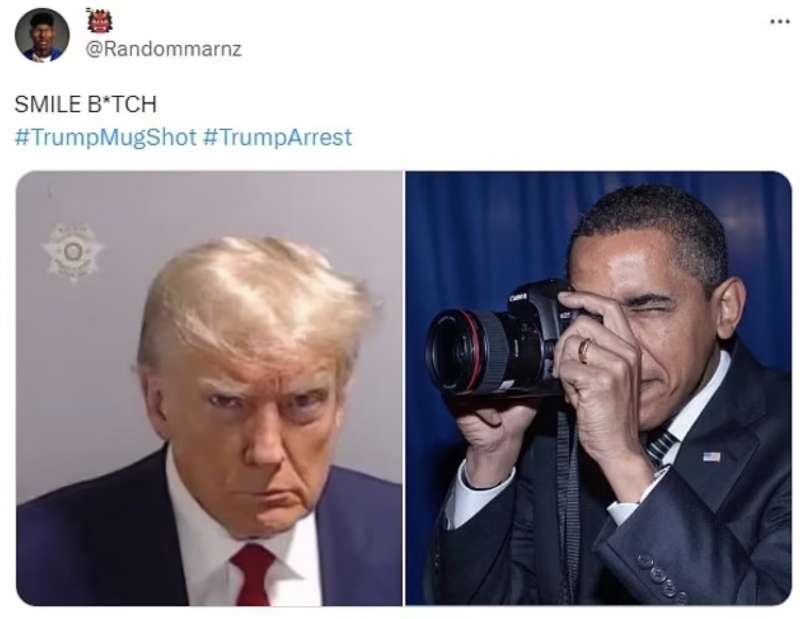 meme sulla foto segnaletica di trump 16