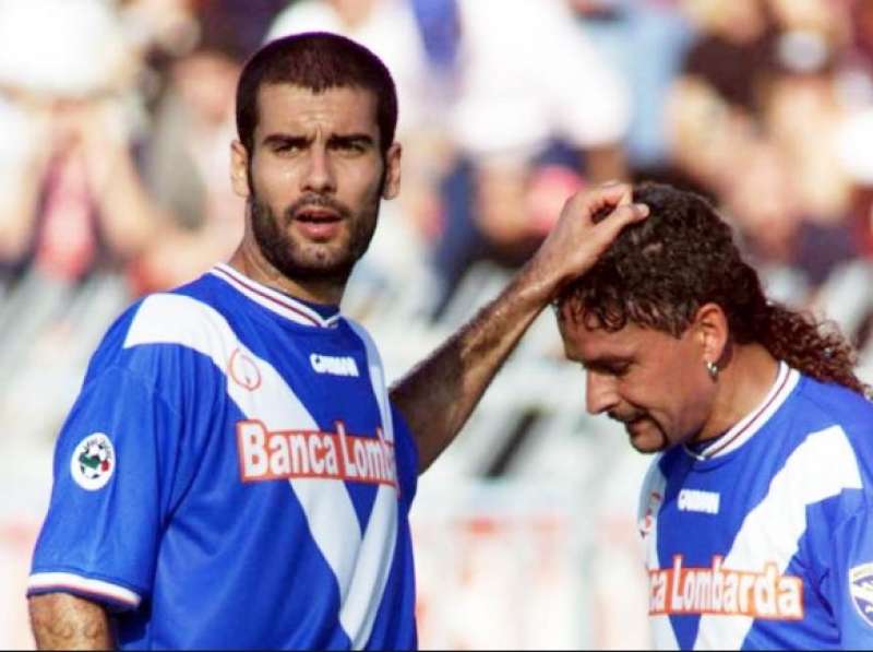 pep guardiola e roberto baggio ai tempi del brescia