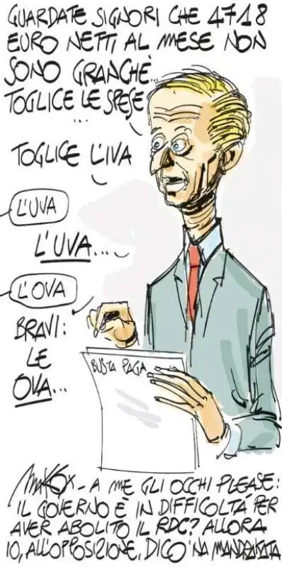 piero fassino e lo stipendio dei parlamentai - vignetta di makkox