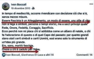 post di ivan boccali che si proclama fascita