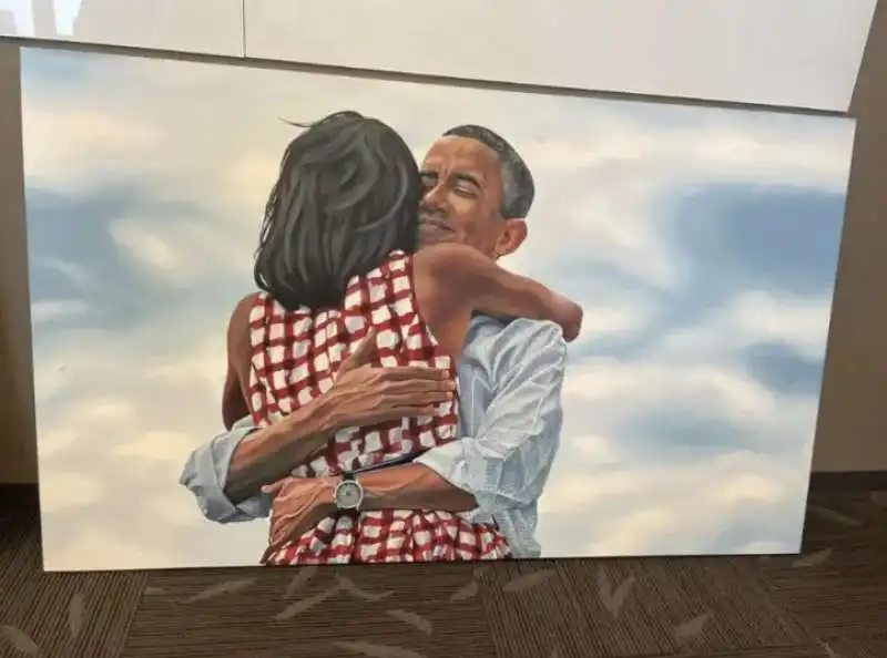 quadro di obama con michelle nella sede di twitter a san francisco