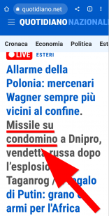 quotidiano nazionale, missile su condomino