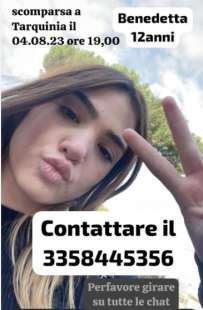 ricerche di Benedetta Cristofani scomparsa a tarquinia