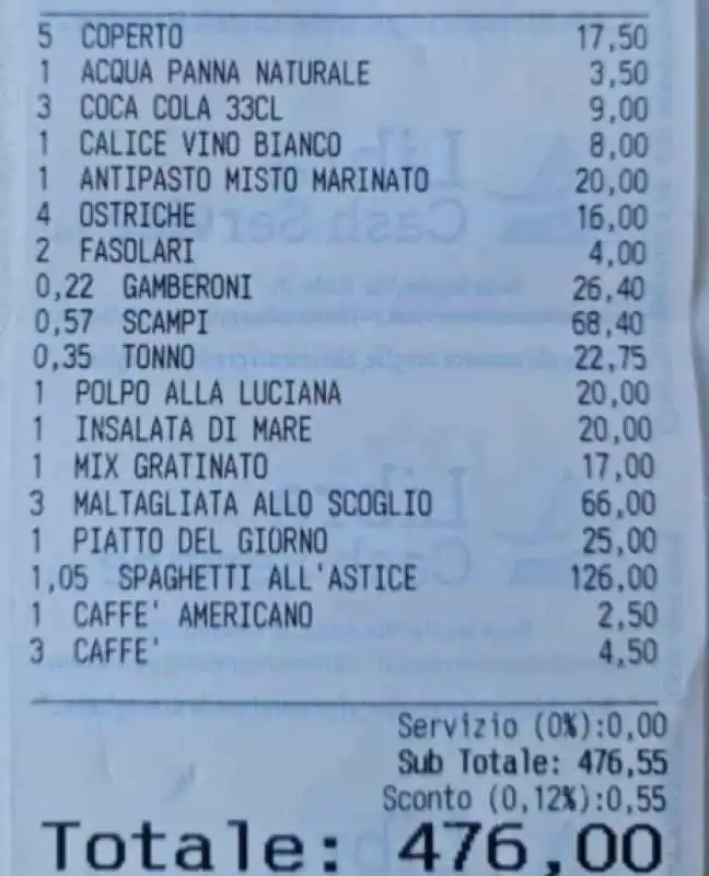 spaghetti all astice a 126 euro   lo scontrino del ristorante di siracusa 