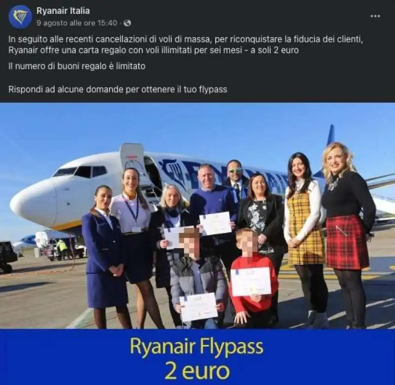 truffa della carta regalo di ryanair  1