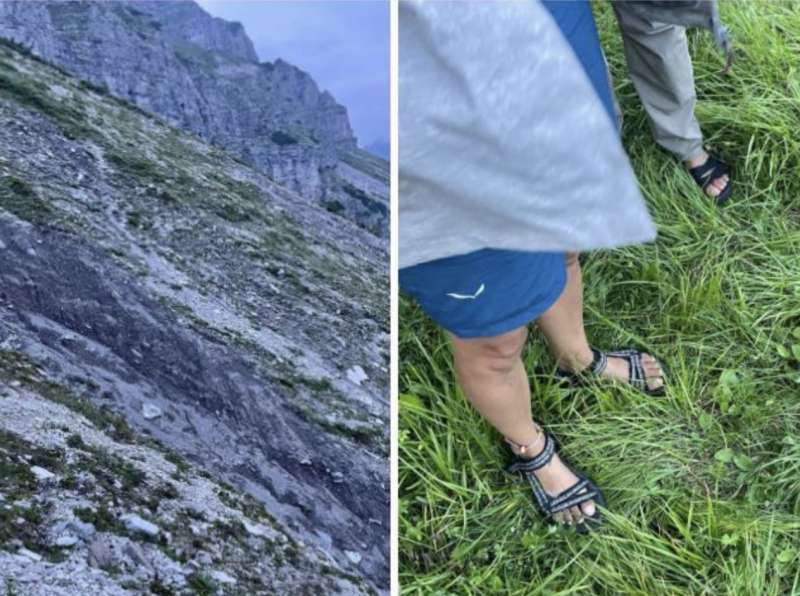 TURISTI CON I SANDALI SULLE DOLOMITI FRIULANE