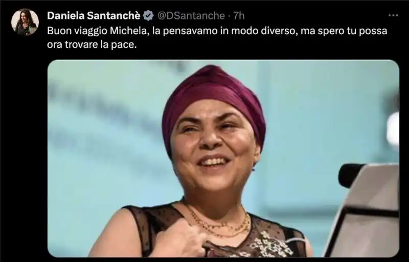 TWEET DI DANIELA SANTANCHE  SULLA MORTE DI MICHELA MURGIA