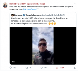 tweet di maurizio gasparri contro andrea scanzi